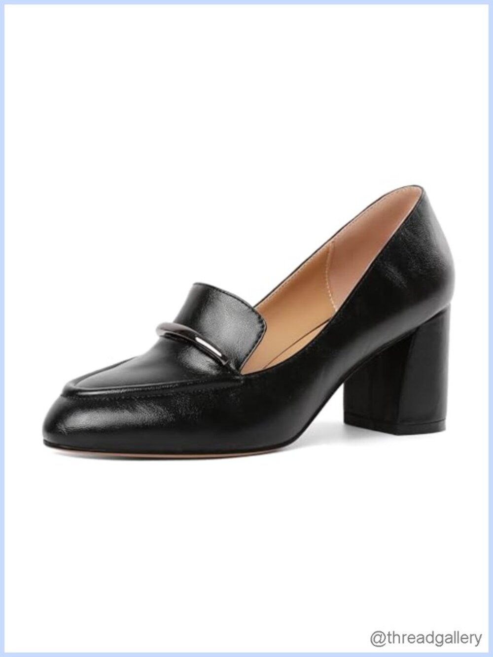 Women's Chunky Block Heel Slip On Loafers Round Toe Dress Shoes